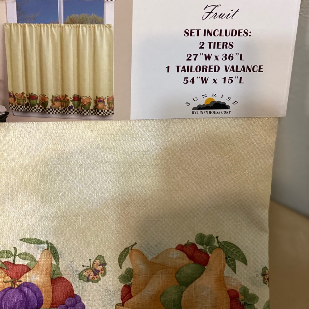 Two new kitchen curtains fruit design